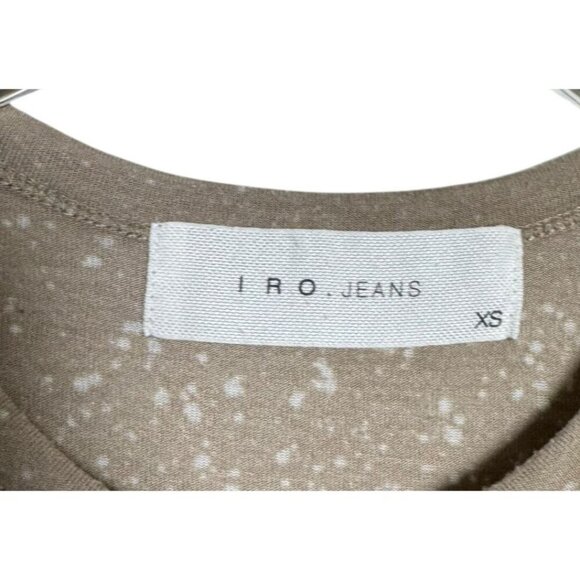 IRO Lina Maxi Long Jeresy Dress beige taupe Splatter Short Sleeves size XS - Picture 3 of 7